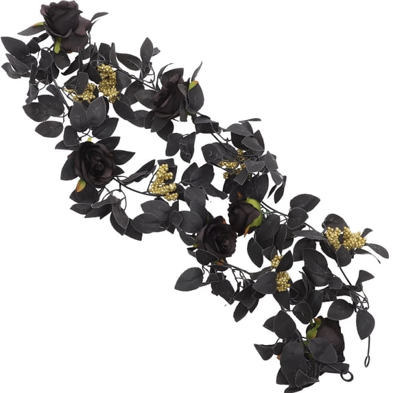 BESTYASH Black Artificial Hanging Rose Vine, Realistic Faux Flower Pendant for Party, Home, Wedding Decoration