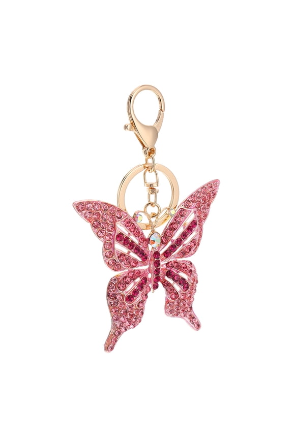1Pc Pink Crystal Key Pendant with Alloy Material for Stylish Bag Or Key Decoration