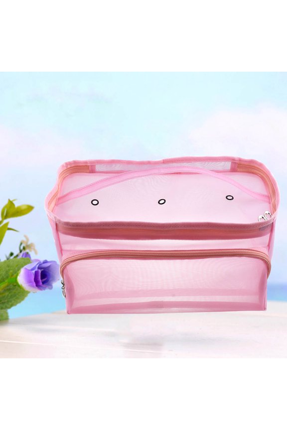 1Pc Pink Mesh Tote Bag Lightweight Nylon Construction for Woolen Line Storage