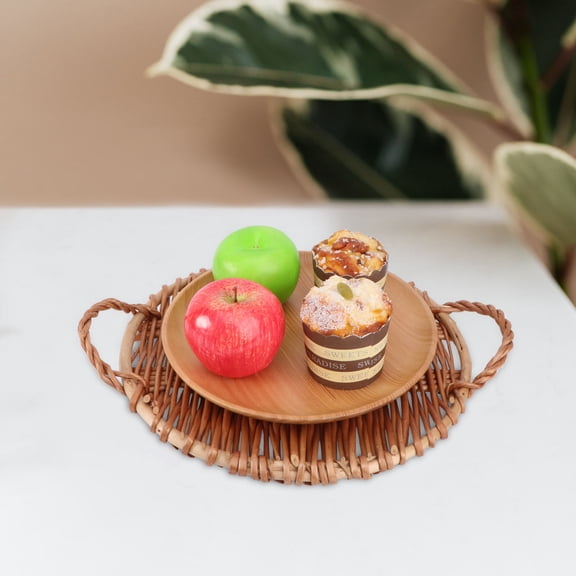 BESTYASH 1Pc Premium Willow Round Storage Tray for Home Supply and Food Presentation