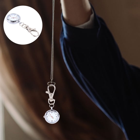 BESTYASH 1Pc Quartz Pocket Watch Keyring in Alloy with Easy to Read Large Dial