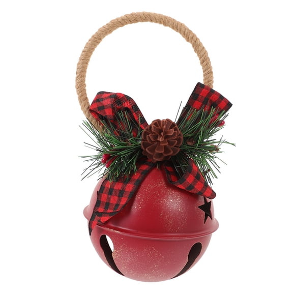 BESTYASH Red Christmas Jingle Bell Ornament with Linen Strap, Holiday Tree Decoration for Festive Home and Party Use