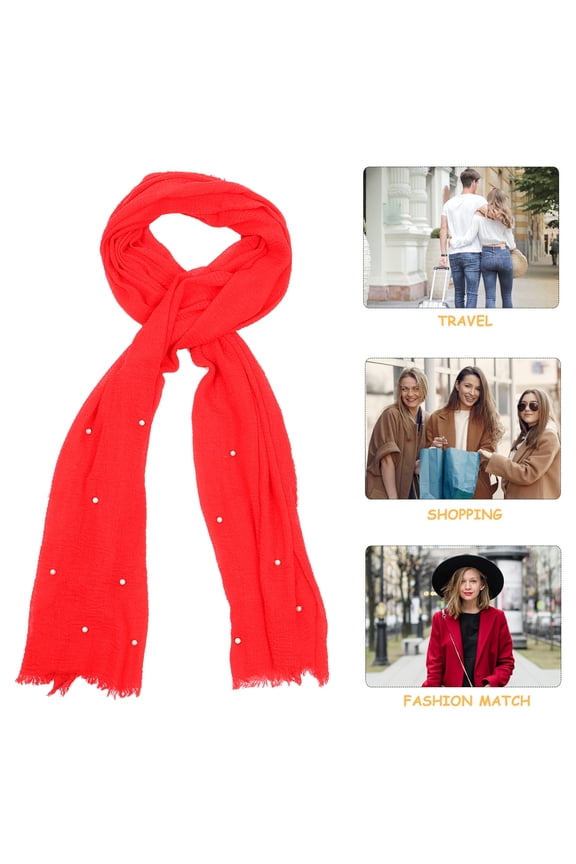 1Pc Red Cotton Multi Purpose Scarf for Outdoor Wear with Stylish Accent