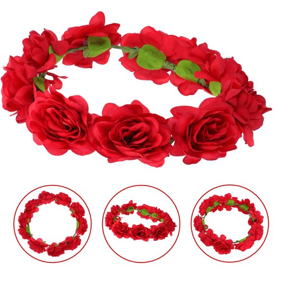 BESTYASH Red Floral Headband for Creative Hairstyles and Beach Events 1Pc