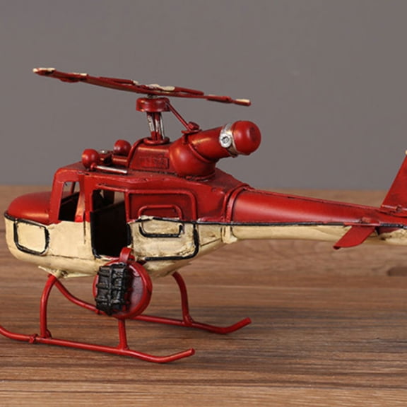 BESTYASH Red Vintage Iron Airplane Model, Retro Biplane Ornament for Home Decor, Collectible Aviation , 1 Piece