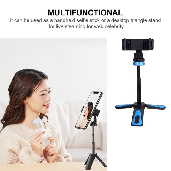 BESTYASH 1Pc Retractable Blue Selfie Stick and Mobile Phone Stand for Photography and Streaming