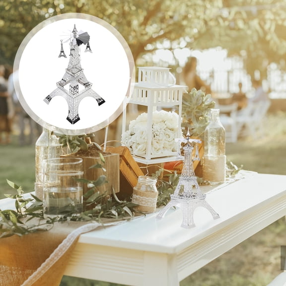 BESTYASH 1Pc Silver Metal Rotating Candle Holder Elegant Eiffel Tower Candlestick Stand Decor