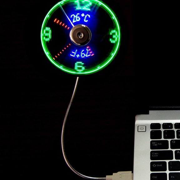 BESTYASH USB LED Clock Fan, Portable Desktop Cooling Fan with Flashing Time Display, Ideal for Home and Study Use
