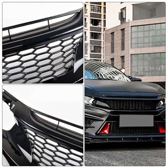 BESTYASH 1Pc Vehicle Body Grille Net Black Plastic Durable Front Bumper Grille Mesh