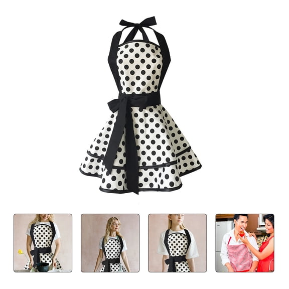 BESTYASH 1Pc Retro Kitchen Apron Cotton Sleeveless Adjustable Vintage Apron Dress with Skirt Design