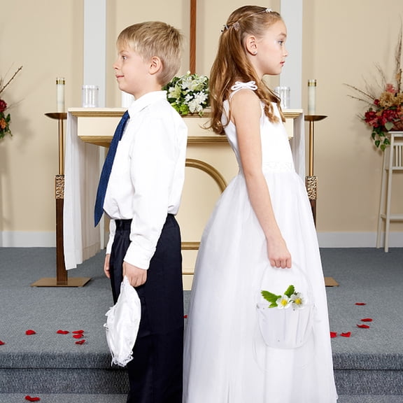 BESTYASH 1Pc Wedding Confetti Basket White Basket with Handle for Indoor and Outdoor Events