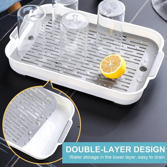 BESTYASH Double Layer Dishes Drain Board White PP Cutlery Filter Tray for Home Use 1Pc