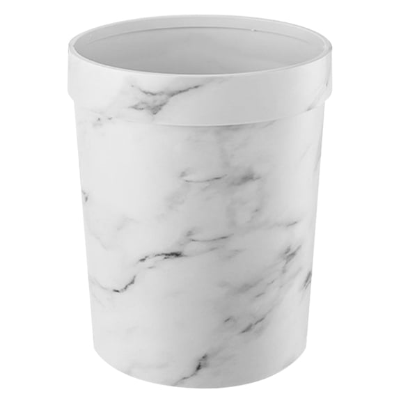 BESTYASH White Plastic Ash Bin 1Pc Reusable Household Trash Can with Decorative Marble Design