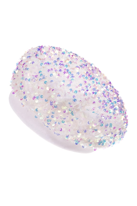 1Pc White Sequin Beret Winter Hat Elegant and Warm Fashion Accessory Suitable for Autumn Outdoors