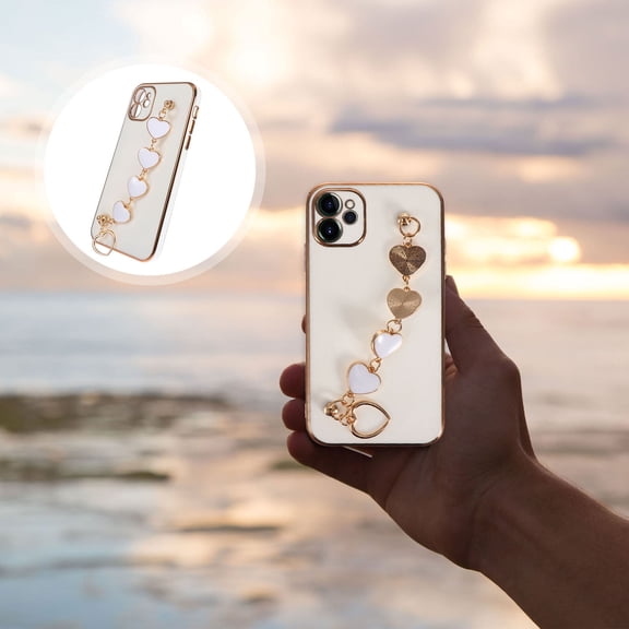 BESTYASH 1Pc White Tpu Phone Case with Heart Bracelet Design Protective and Decorative Shell