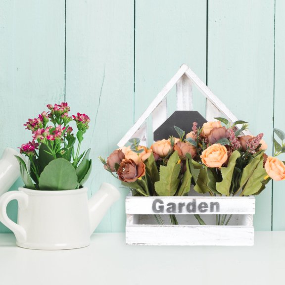 BESTYASH 1Pc Wooden House Shape Fake Flower Hanging Decor for Cozy Indoor Scene Setting