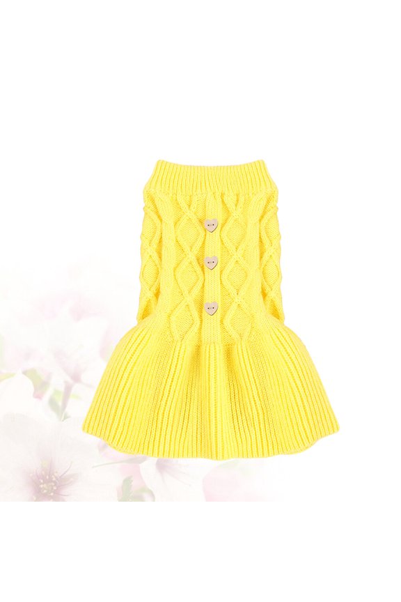 1Pc Yellow Pet Wool Sweater Dress Fashionable Checked Blazer Style for Small Pets