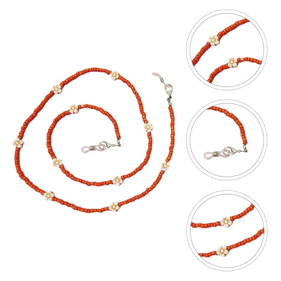 BESTYASH 1Pcs Beads Eyeglass Holders Around Neck Orange Necklace Chain for Outdoor Activities