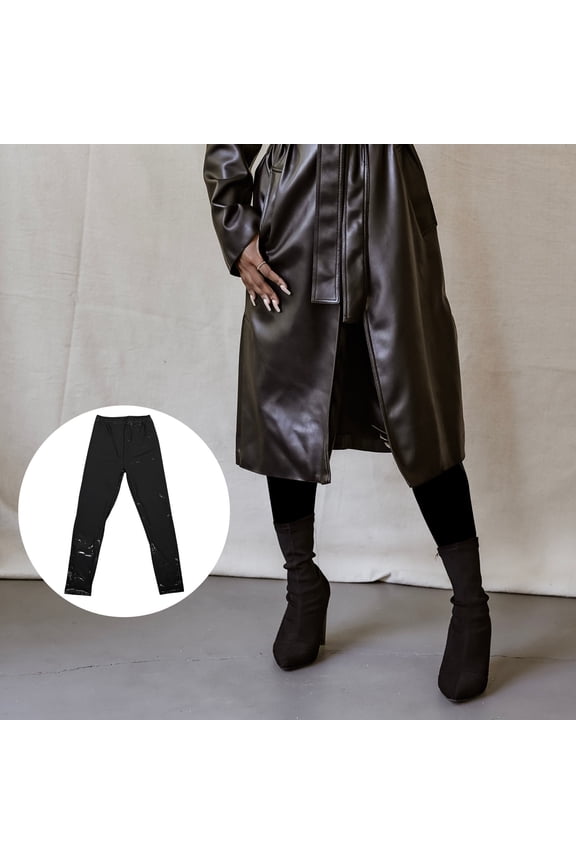 1Pcs Black Leggings Women PU Fitted Fashionable Style Shaping Legs