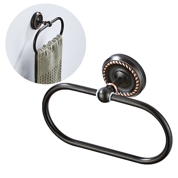 BESTYASH Wall Mount Oval Towel Ring Black Bathroom Decor Space Saving Elegant