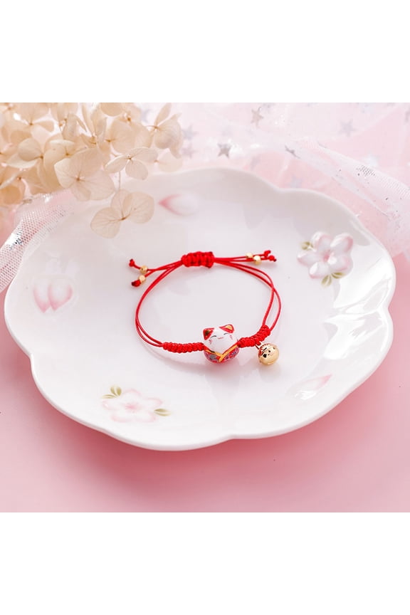 1Pcs Kitten Braided Bracelet Alloy Handknitted Cat Shape Wealth Symbol for Women