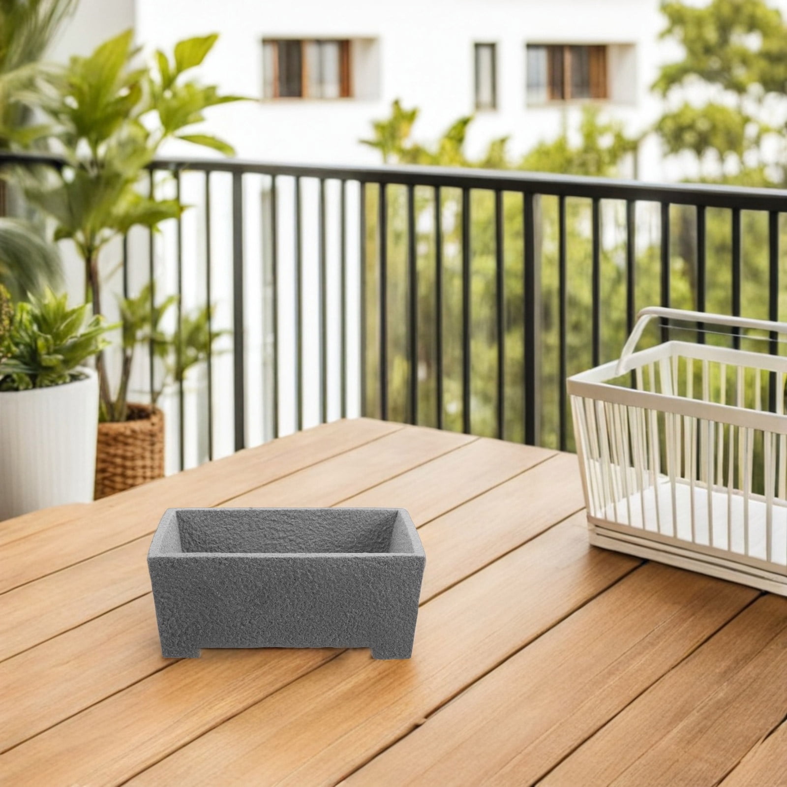 BESTYASH Stone Flower Pot Planter Rectangle Window Box for Succulent Cactus and Bonsai Tree Garden Decoration