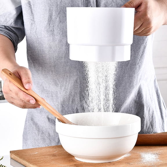 BESTYASH 1Pc Electric Flour Sifter with Stainless Steel Inner Filter White for Home and Restaurant