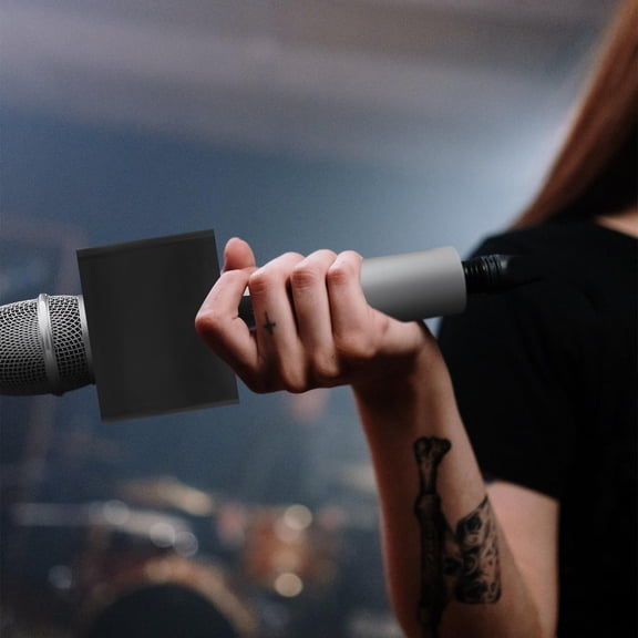BESTYASH Professional Black ABS Microphone Flag Station with Large Visible Logo Display for Clear Branding