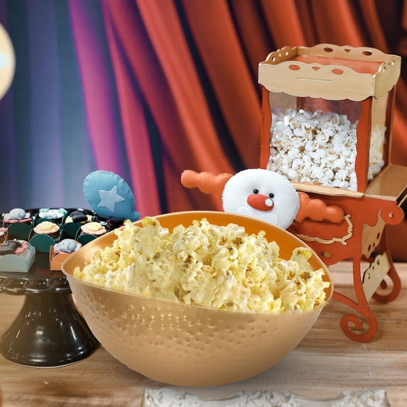 BESTYASH Golden Iron Popcorn Bowl - 1-Piece Snack Storage Container for Movie , Parties, and Home Use