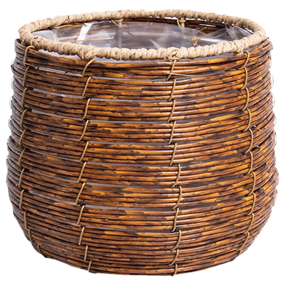 BESTYASH Brown Woven Rattan Fruit Basket with Handle, Kitchen Storage Organizer for Fruits, Snacks, and Household Items