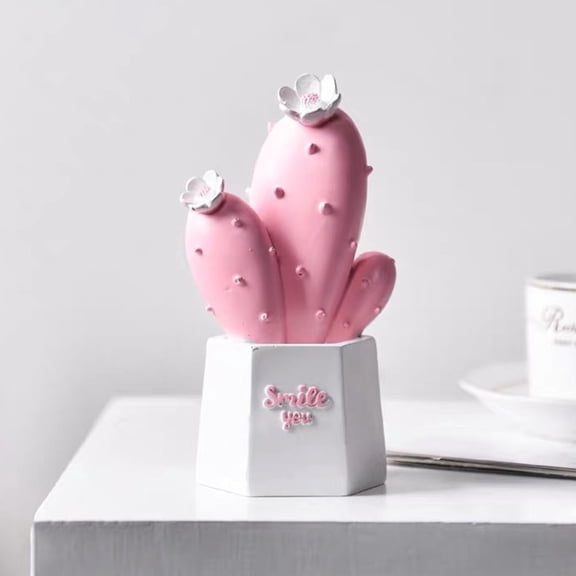 BESTYASH 1Pcs Resin Cactus Decoration Mini Plants Decor Pink Home Decoration for Women