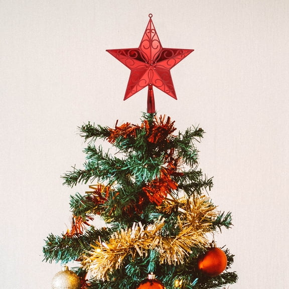 BESTYASH 1Pcs Christmas Tree Star Ornaments Red Plastic Decoration for Christmas Party