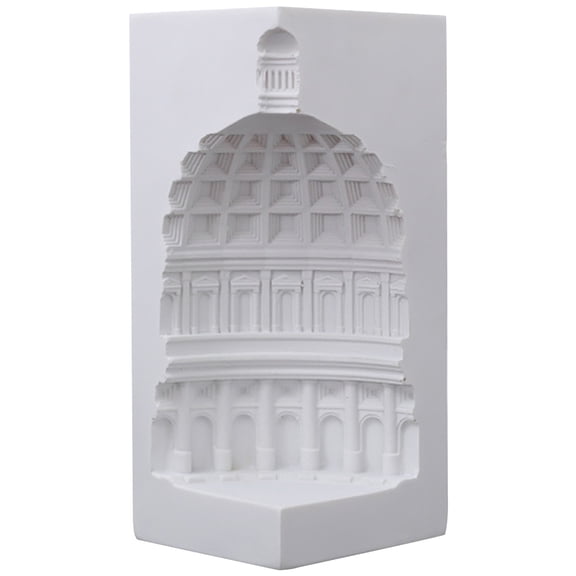 BESTYASH 1Set Architectural Building Statue Home Decor White Resin Bookend Shelf Decor