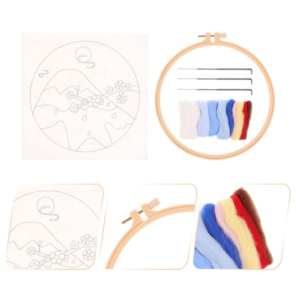 BESTYASH 1Set Assorted Color Needle Felting Kit Core Wool Convenient DIY Craft Making Kit for Beginners