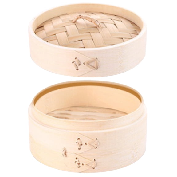 BESTYASH 1Set Bamboo Dumpling Steamer Basket Round Tool for Cooking Food Beige