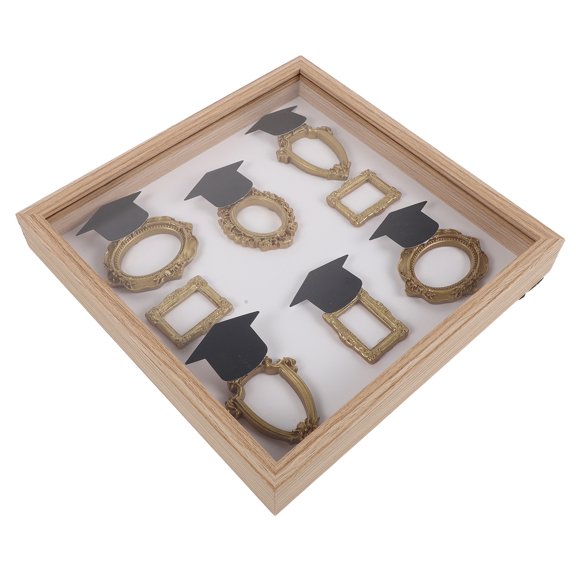 BESTYASH 1Set Beige Craft Photo Frame Graduation Shadow Box Wooden Frame for Memory Display