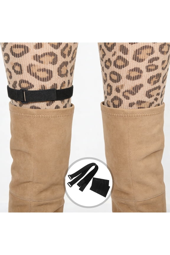 1Set Black Boot Stay Straps with Adhesive Tape for Tall Knee Length Boots Anti Slouch Prevention
