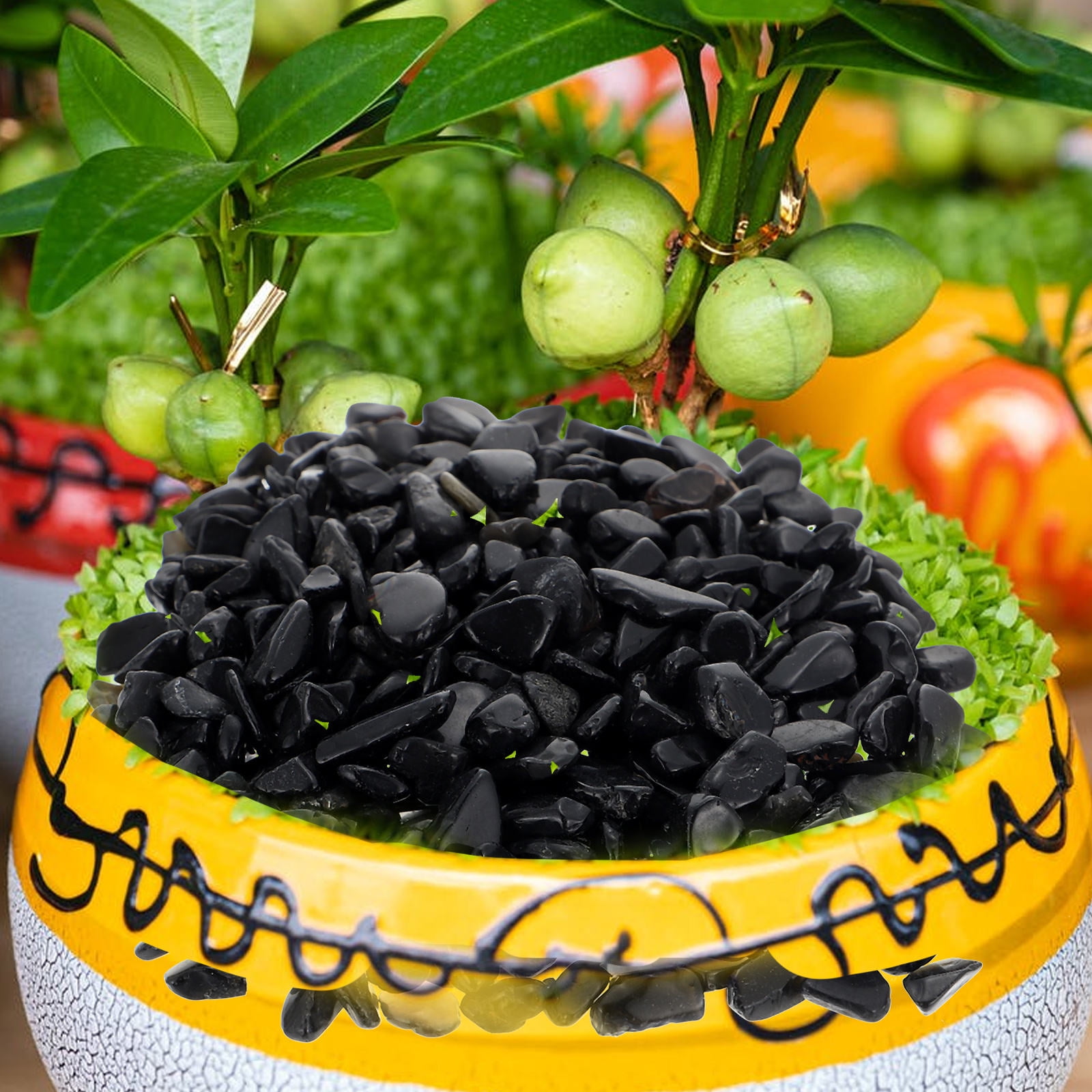 BESTYASH 1Set Black Obsidian Rocks Aquarium Gravel Decorative Wear ...