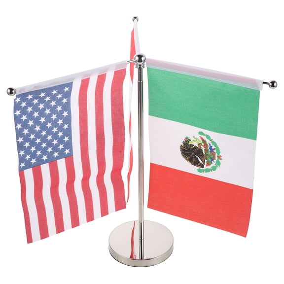 BESTYASH 1 Set Compact Table Flags for Office Desk Decoration - American, Canada, Mexico Flags for Workspace Display