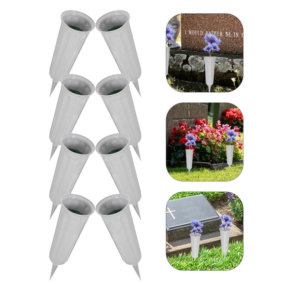 BESTYASH 1 Set Plastic Cone Insert Graveyard Vase Memorial Flower Holder for Lawn and Outdoor Use