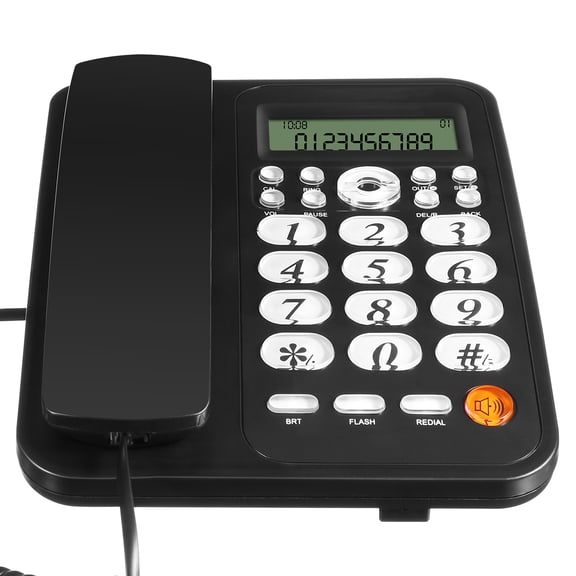 BESTYASH Office Corded Telephone with Caller ID, Black, Metal Core, PVC Material, Stable and for Business Use