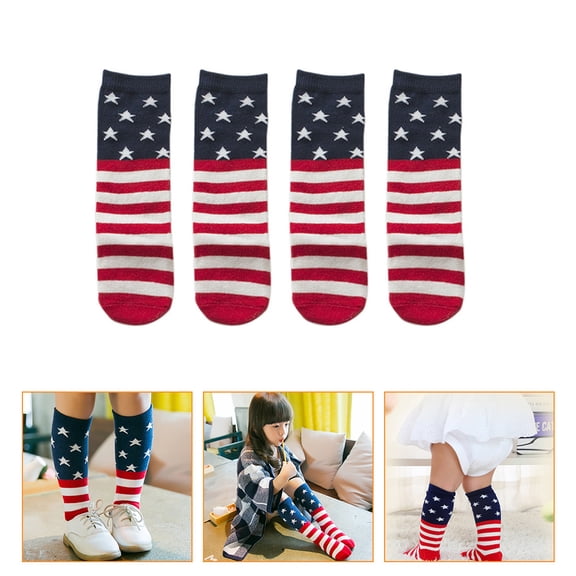 BESTYASH Independence Day Mid-Calf Cotton Socks 1 Pair Elastic Comfortable Wear-Resistant Heel Socks