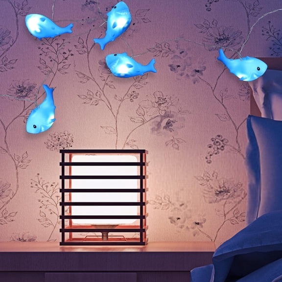 BESTYASH 1Set Creative Modern Plastic Shark String Light for Bedroom Decoration