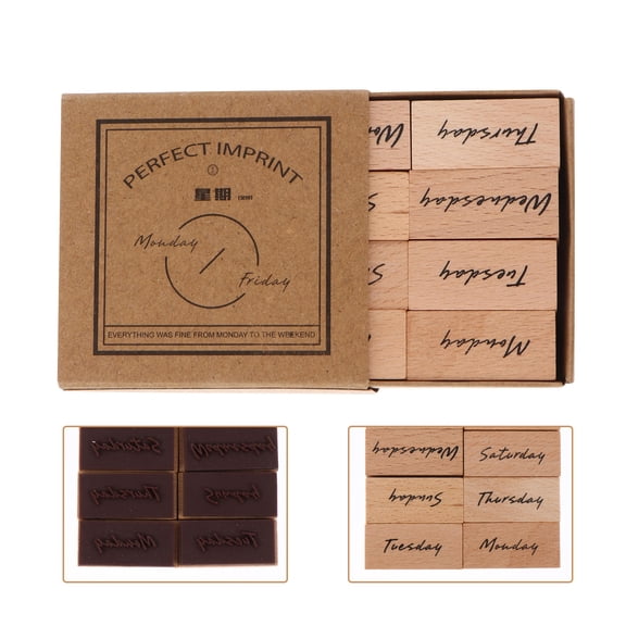 BESTYASH 1Set DIY Craft Stamps Assorted Color Wooden Seal Set for Decorating Paper Fabric Plastic and Glass