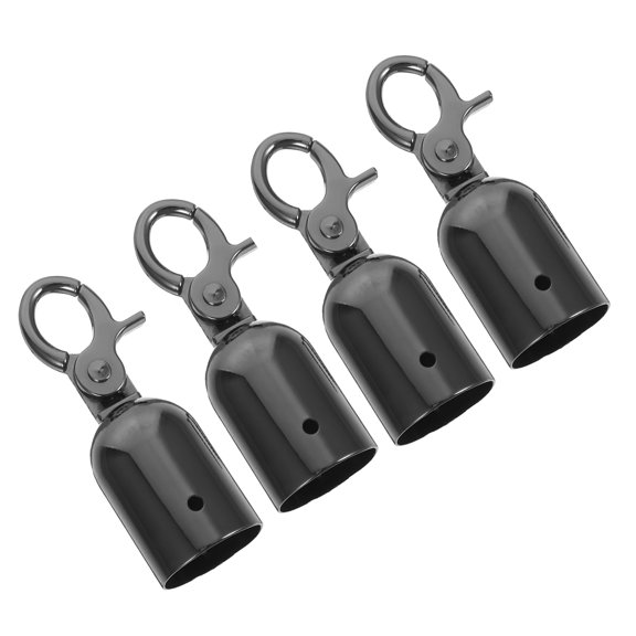 BESTYASH 1Set Decorative Black Metal Rope End Caps with Hook Easy Install Rope Hook Fittings for Stanchion