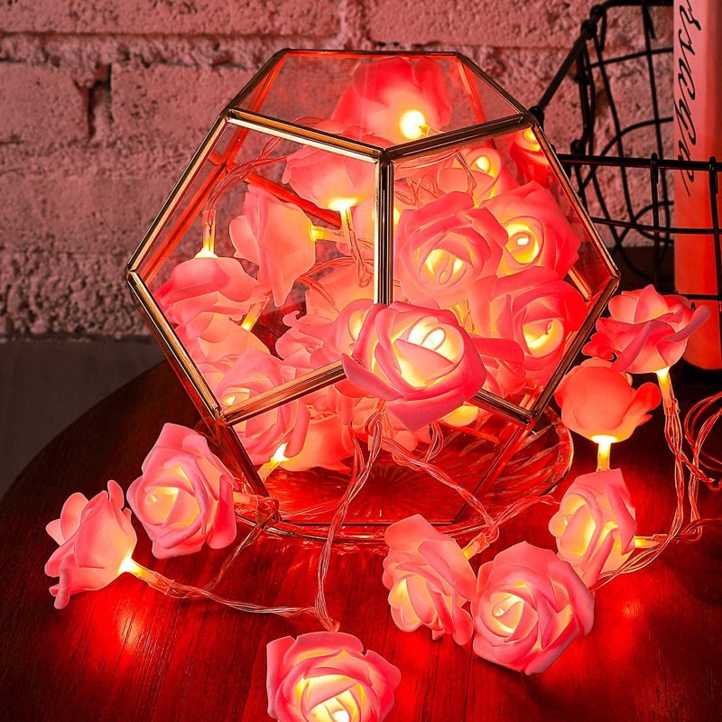 BESTYASH Rose Shaped LED String Lights, 1 Set Decorative Hanging Lights for Parties, Weddings, and Home Ambiance