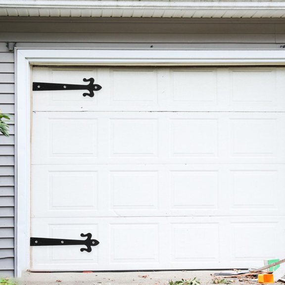BESTYASH 1Set Easy Install Black Garage Door Decorative Handle with Flat Embossed Hinge