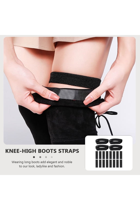 1Set Elastic Black Boot Straps for Long Boots Prevent Falling Reusable Comfortable Fit
