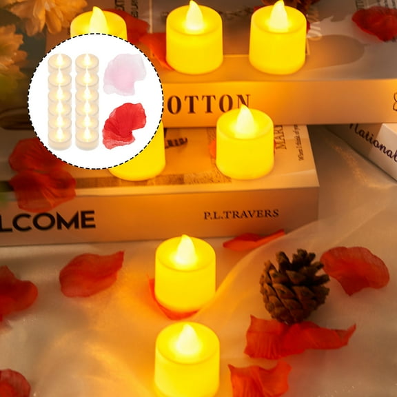 BESTYASH Elegant Golden LED Candle with Rose Petal Set for Romantic Wedding Favors and Decorations