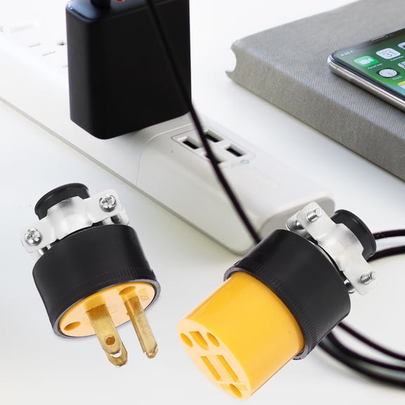 BESTYASH 1Set Grounding Replacement Electrical Connectors with Female and Male Ends for Meeting Room Use Yellow